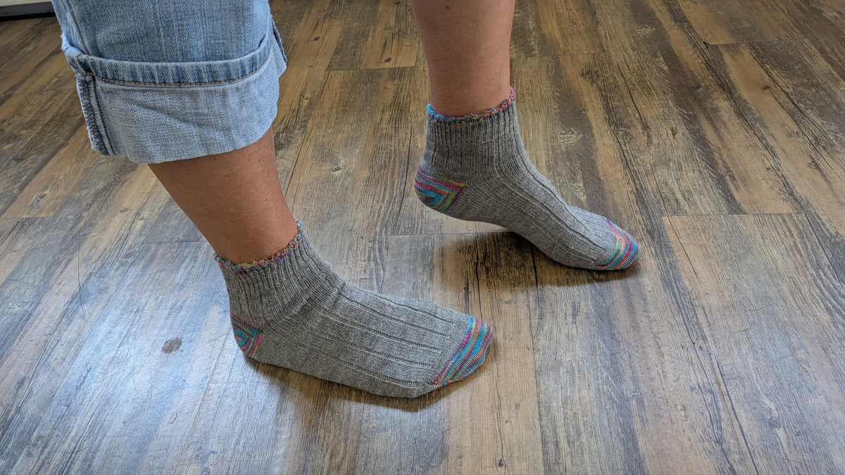 Retro Ribbed Bobby Socks-Silver