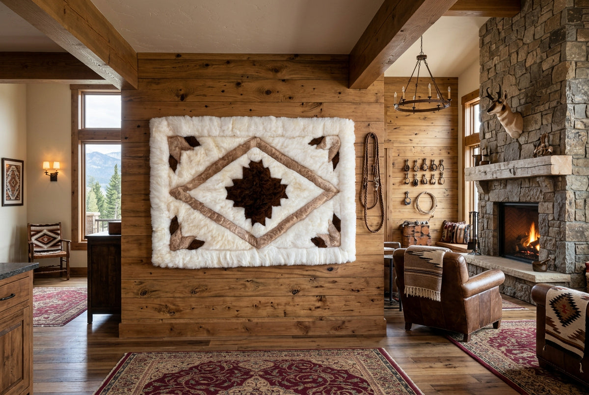 Shop our handmade alpaca fur wall hanging. Meticulously crafted with iconic geomettric patterns, it&