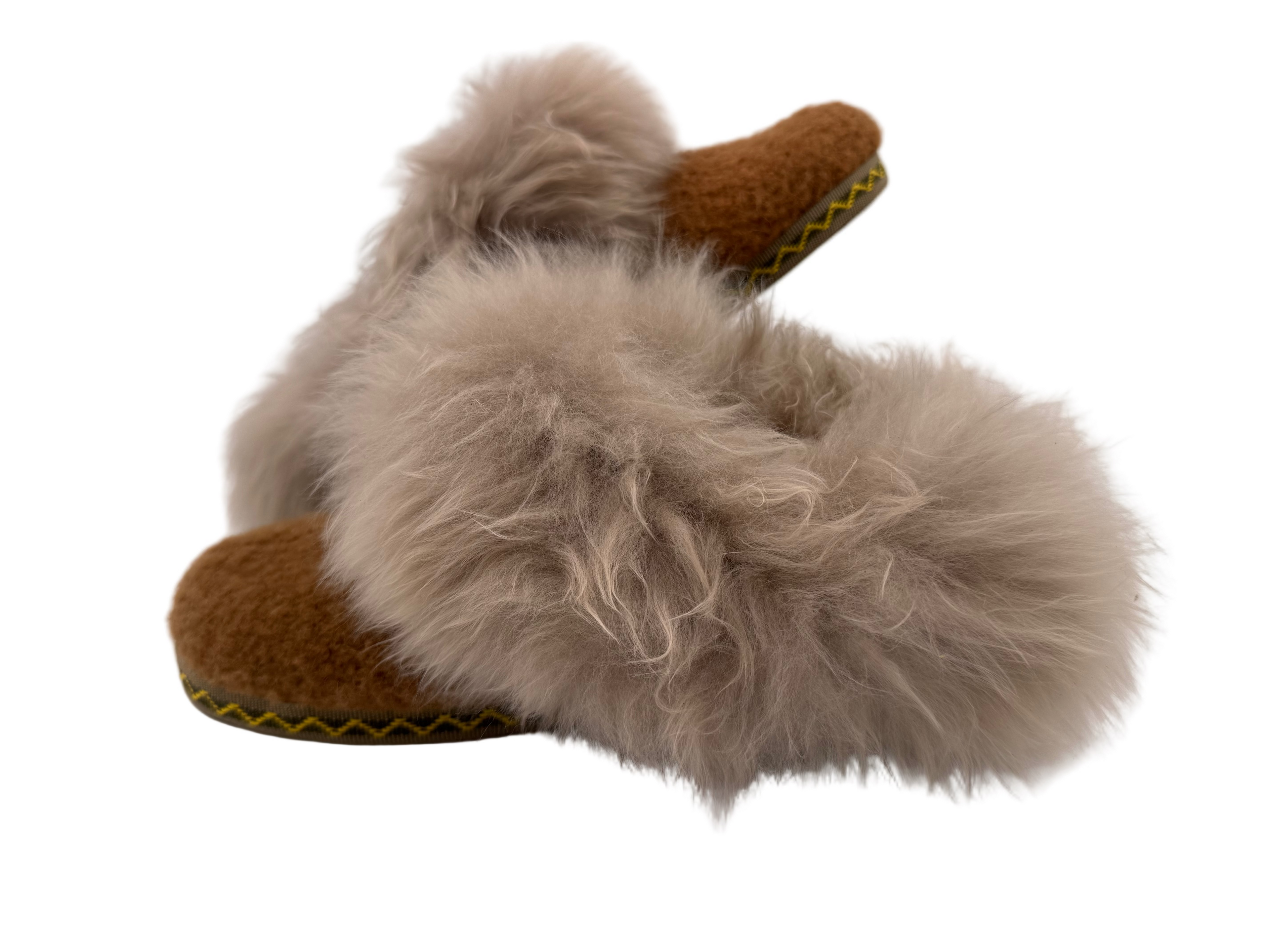 Boucle Fur Trimmed Slippers