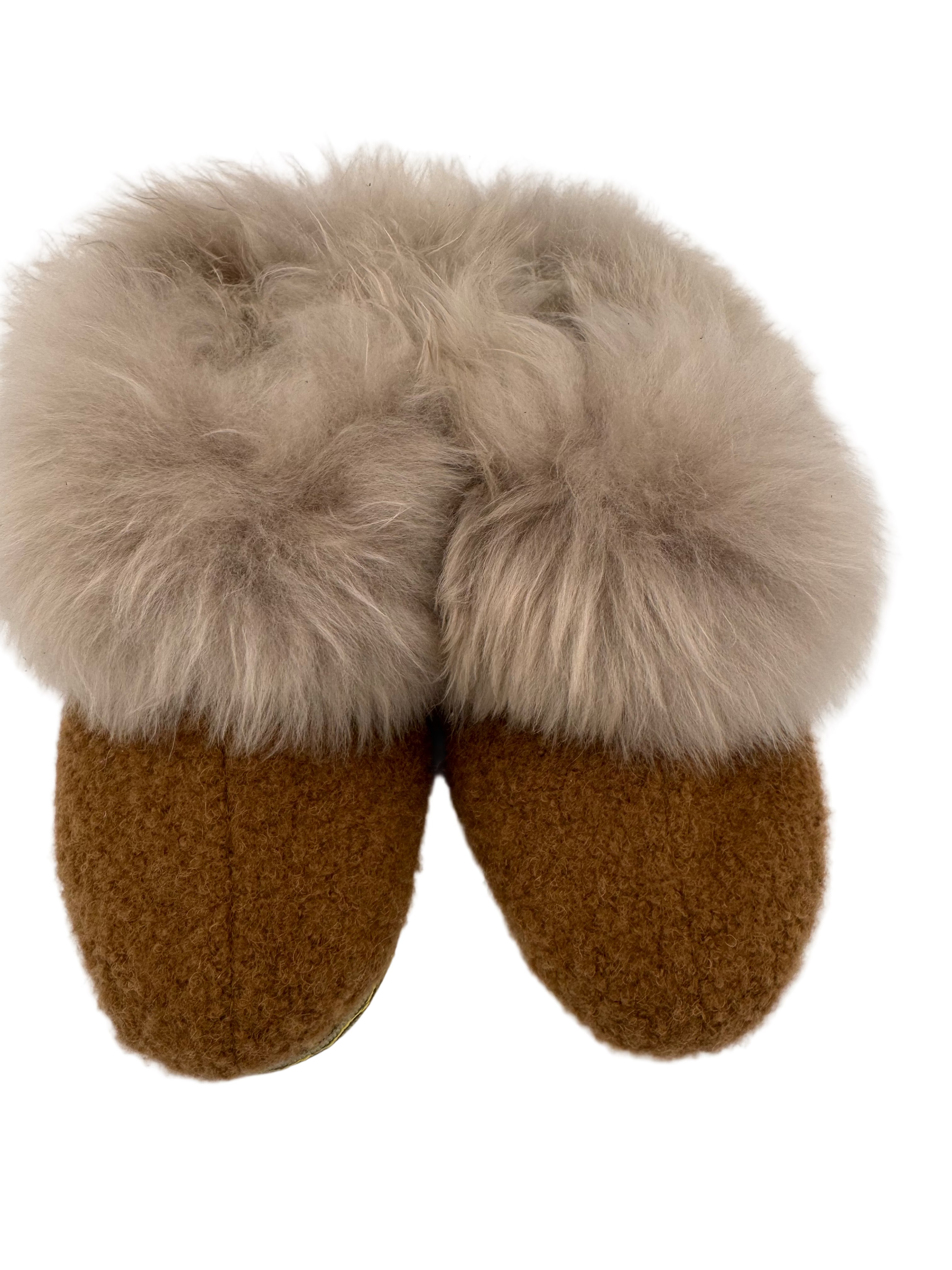 Boucle Fur Trimmed Slippers