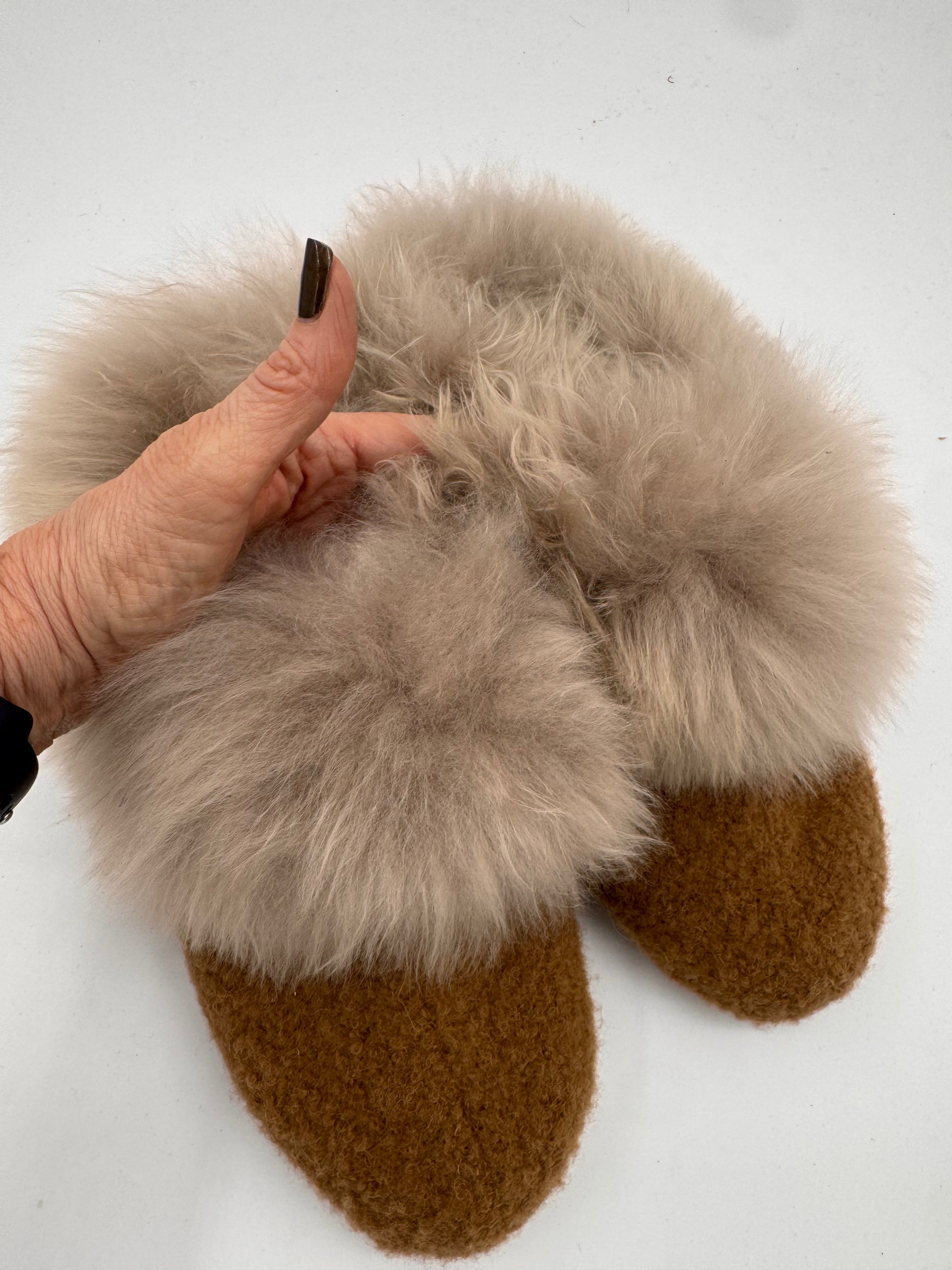 Boucle Fur Trimmed Slippers