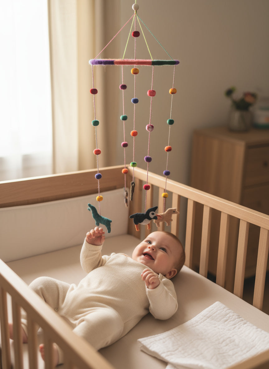 Whimsy Crib Mobile: Soft Fiber Decor
