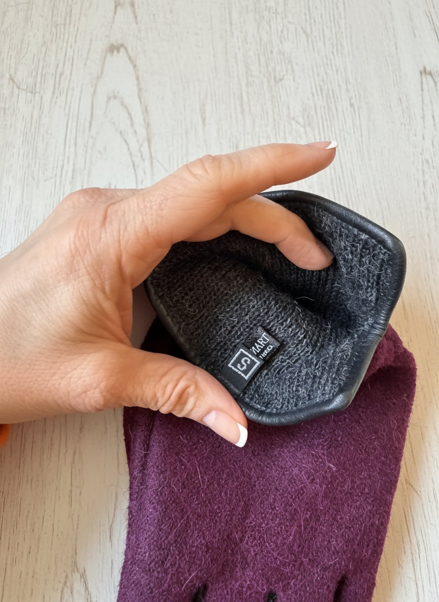 Felted Dress Gloves - Eggplant