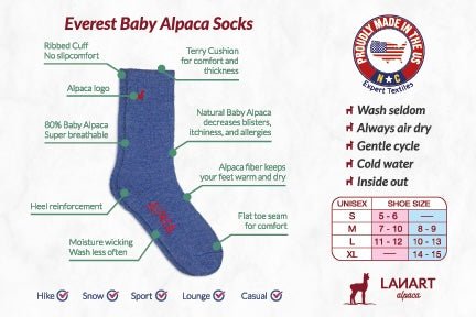 Everest Outdoor Alpaca Socks Denim - Lanart Alpaca