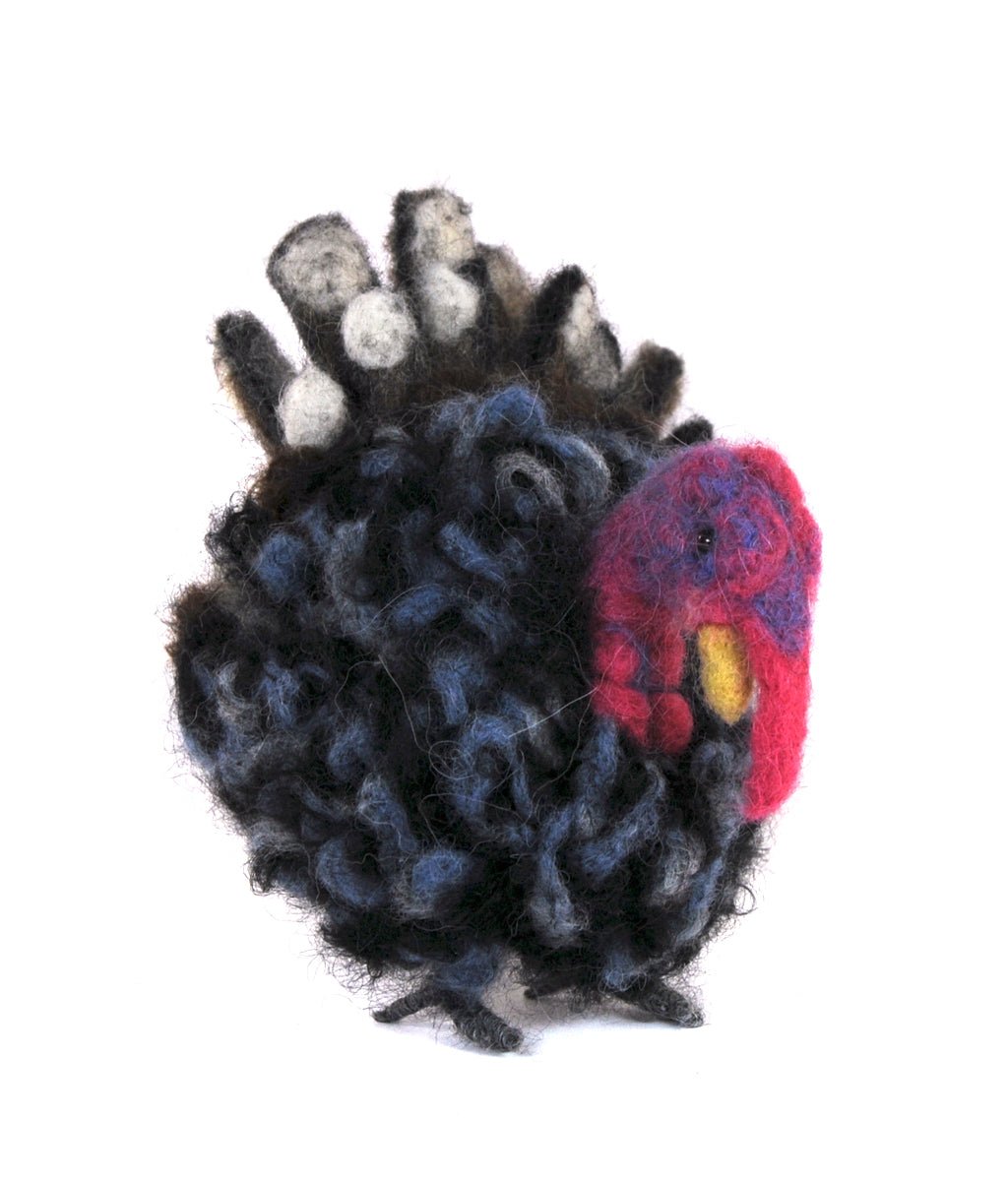 Handmade needle-felted alpaca fiber Turkey by Lanart