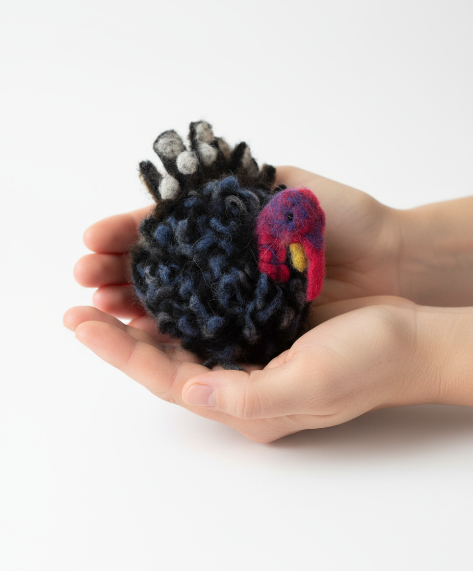 Handmade needle-felted alpaca fiber Turkey by Lanart