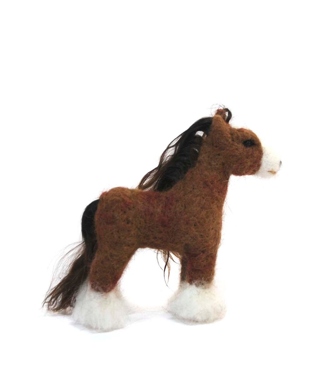 Handmade needle-felted alpaca Clydesdale by Lanart Alpaca.
