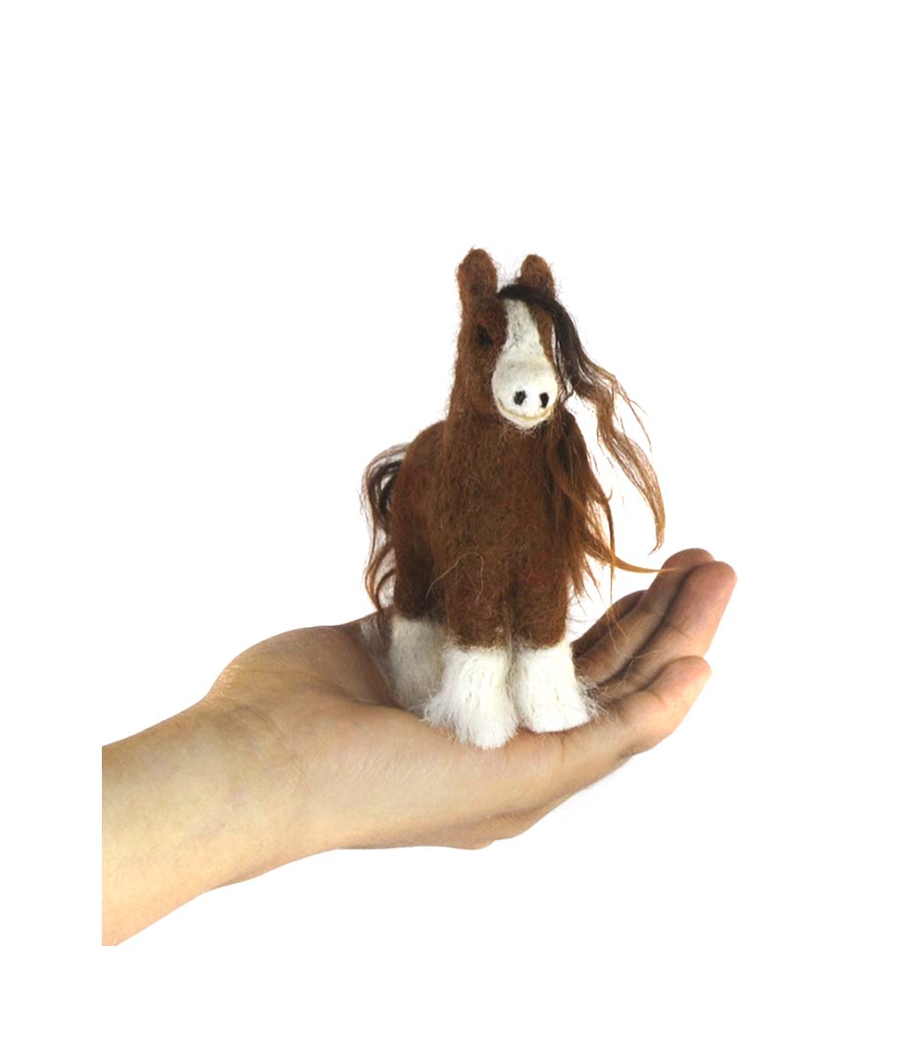 Handmade needle-felted alpaca Clydesdale by Lanart Alpaca.