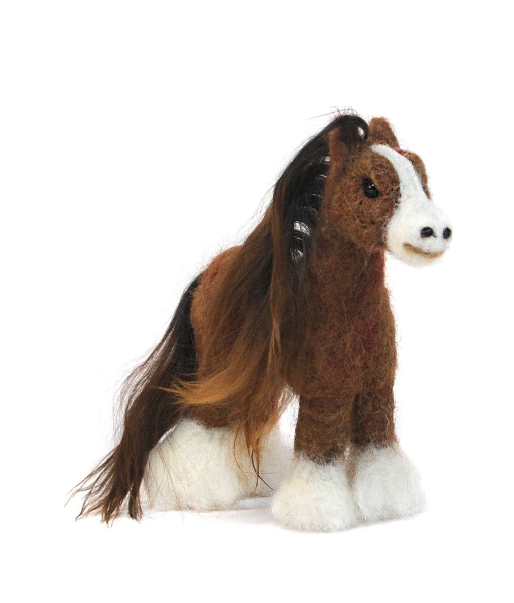 Handmade needle-felted alpaca Clydesdale by Lanart Alpaca.