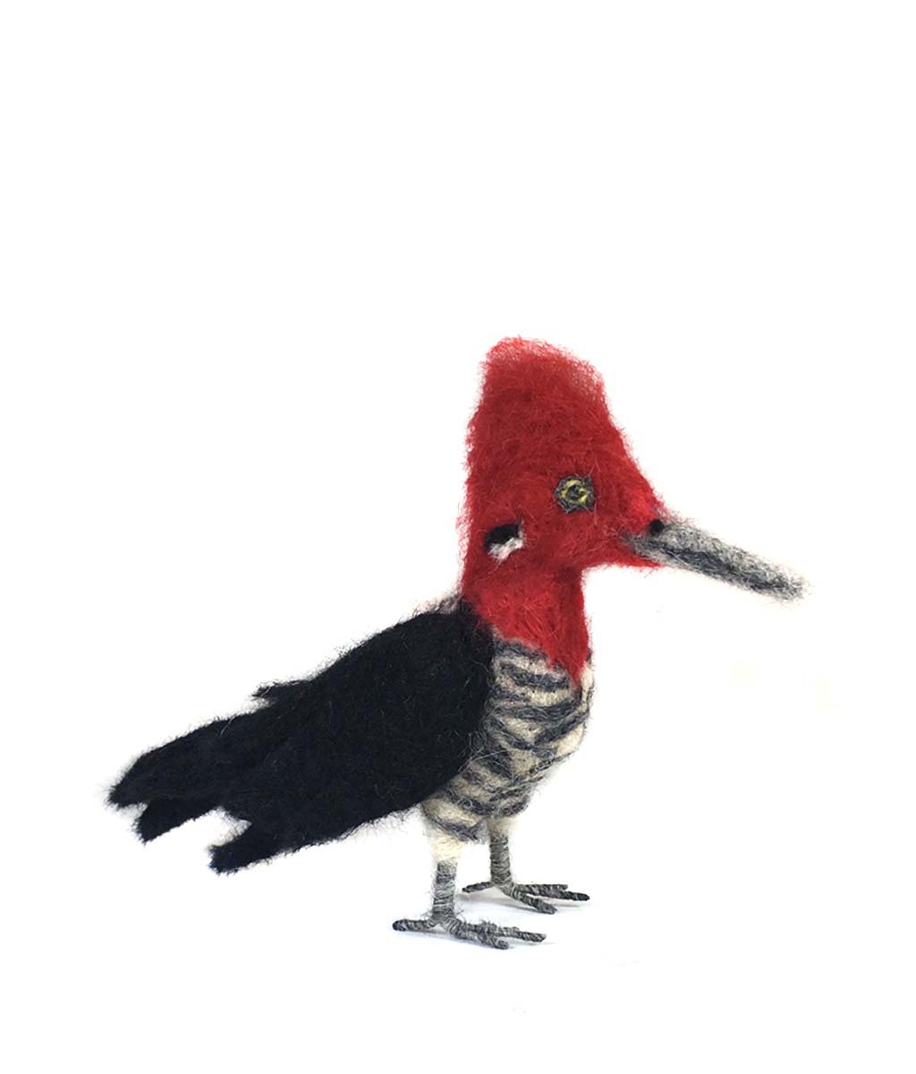 Handcrafted Felted Alpaca Woodpecker Sculpture - Lanart Alpaca