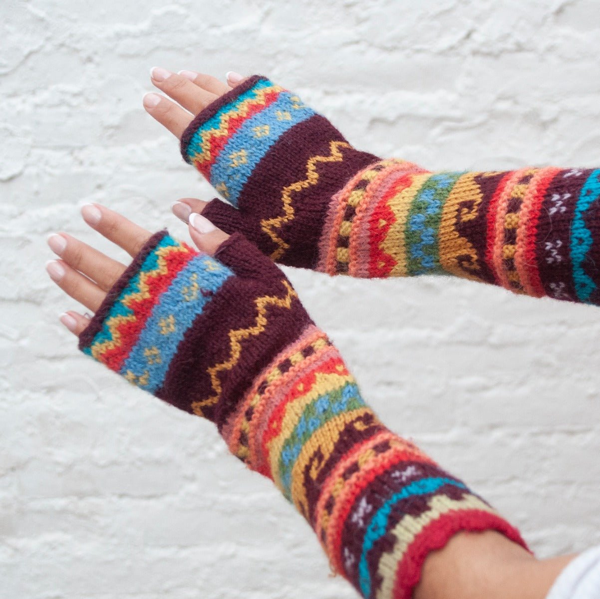 Carnival Fingerless Handwarmers - Lanart Alpaca