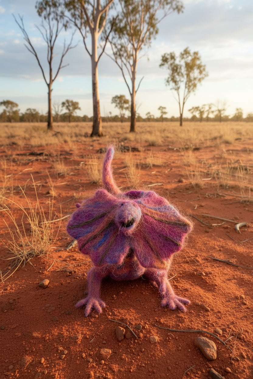 Frilled neck lizard felted alpaca by Lanart