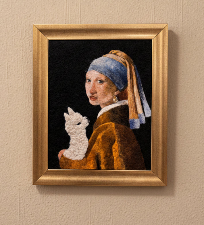 Girl With Alpaca: Felt Portrait - Lanart Alpaca
