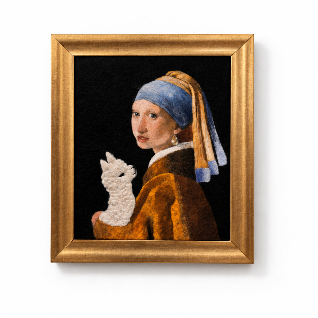 Girl With Alpaca: Felt Portrait - Lanart Alpaca