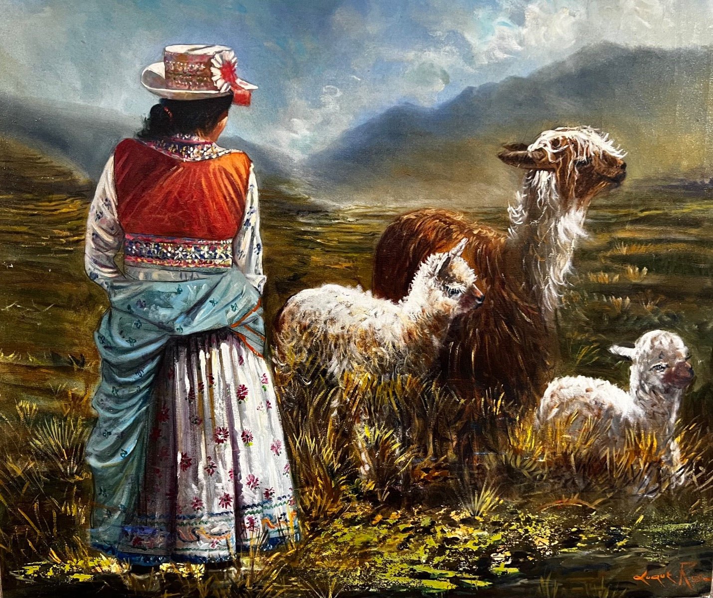 Pastora With Suri Painting - Lanart Alpaca