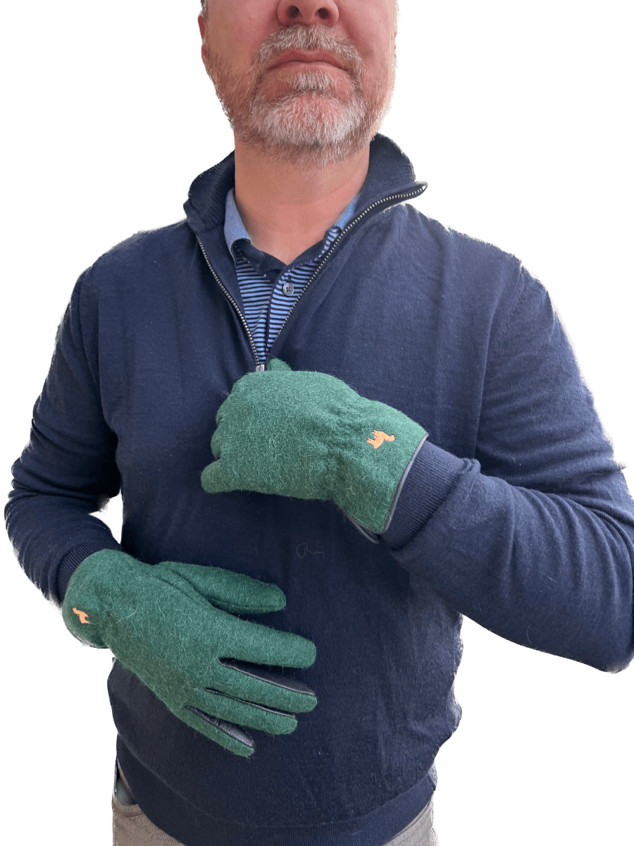 Felted Dress Gloves - Green - Lanart Alpaca