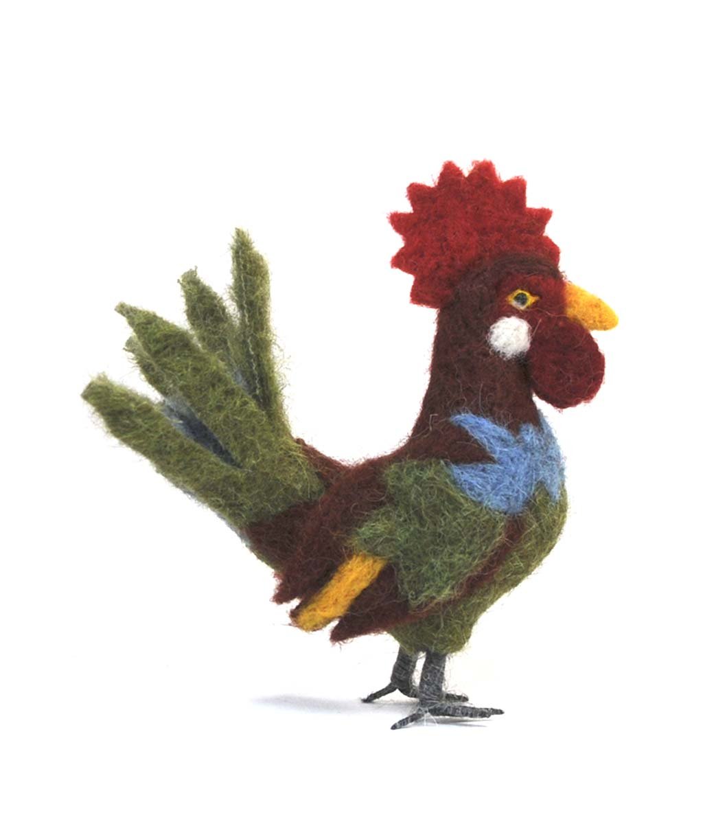 Handmade needle-felted alpaca rooster by Lanart Alpaca