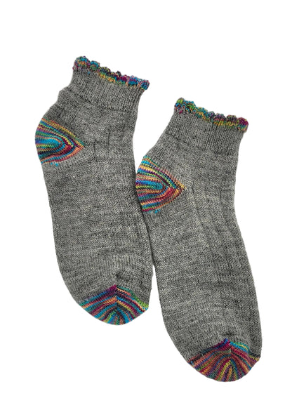 Retro Ribbed Bobby Socks-Silver