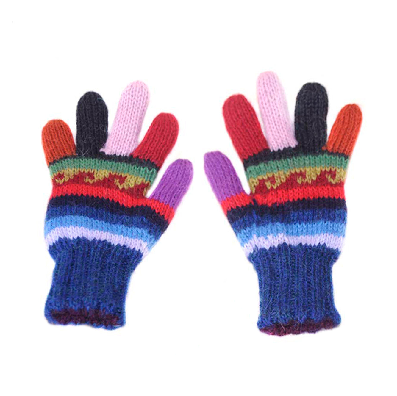 Fiesta Adult Reversible Gloves: Handknit Baby Alpaca