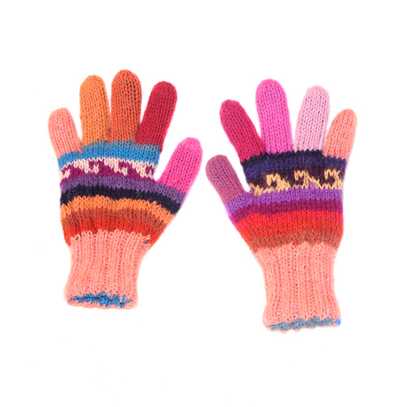 Fiesta Adult Reversible Gloves: Handknit Baby Alpaca