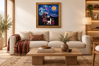 Starry Andean Alpaca Fiber Portrait - Framed Wall Art