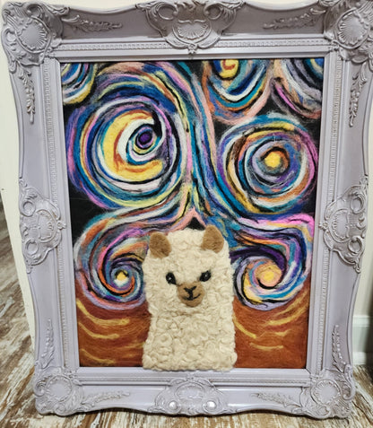 Starry Whispers: Alpaca Portrait