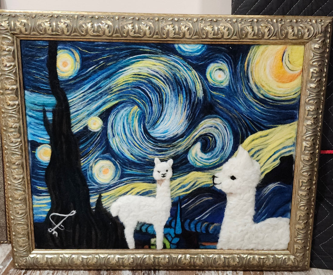 Starry Night Alpaca: Felt Portrait