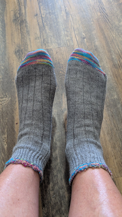 Retro Ribbed Bobby Socks-Silver