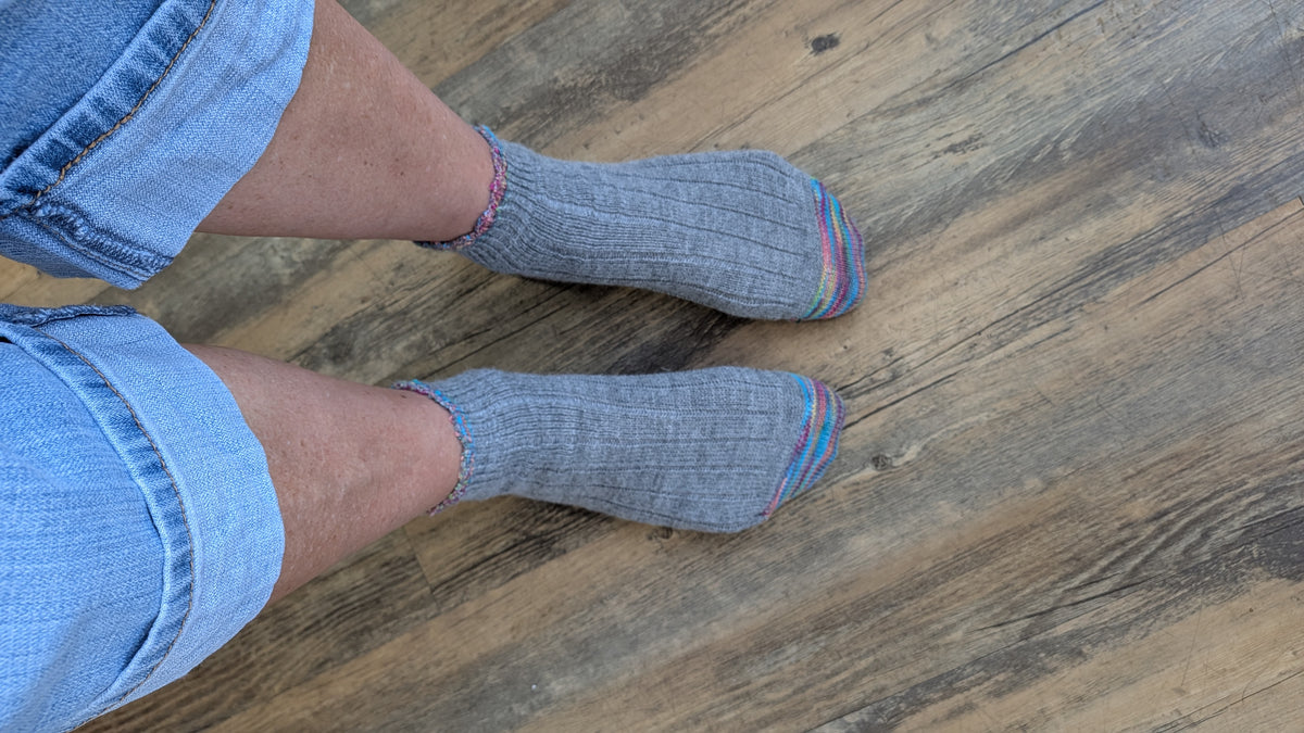 Retro Ribbed Bobby Socks-Silver