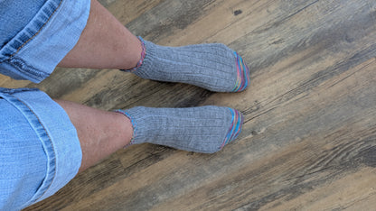 Retro Ribbed Bobby Socks-Silver