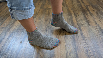 Retro Ribbed Bobby Socks-Silver