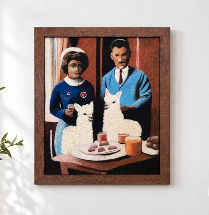 Breakfast Flock Alpaca Fiber Portrait - Framed Wall Art