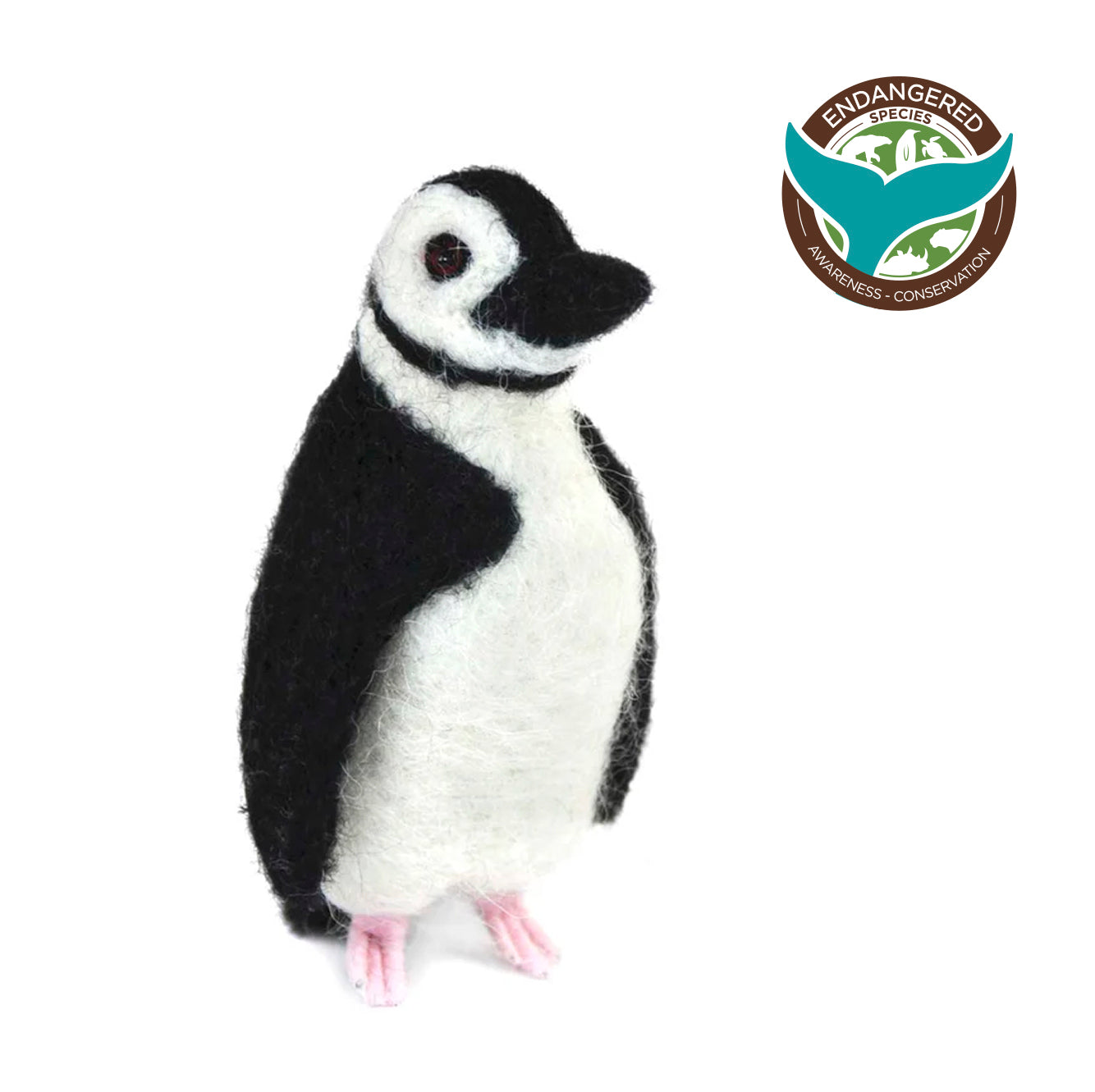 Chinstrap Penguin: Felted Alpaca Sculpture