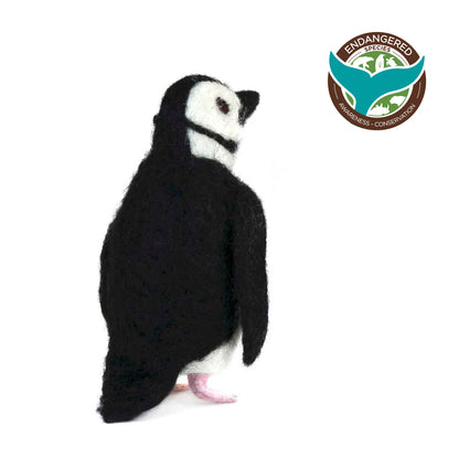 Chinstrap Penguin: Felted Alpaca Sculpture