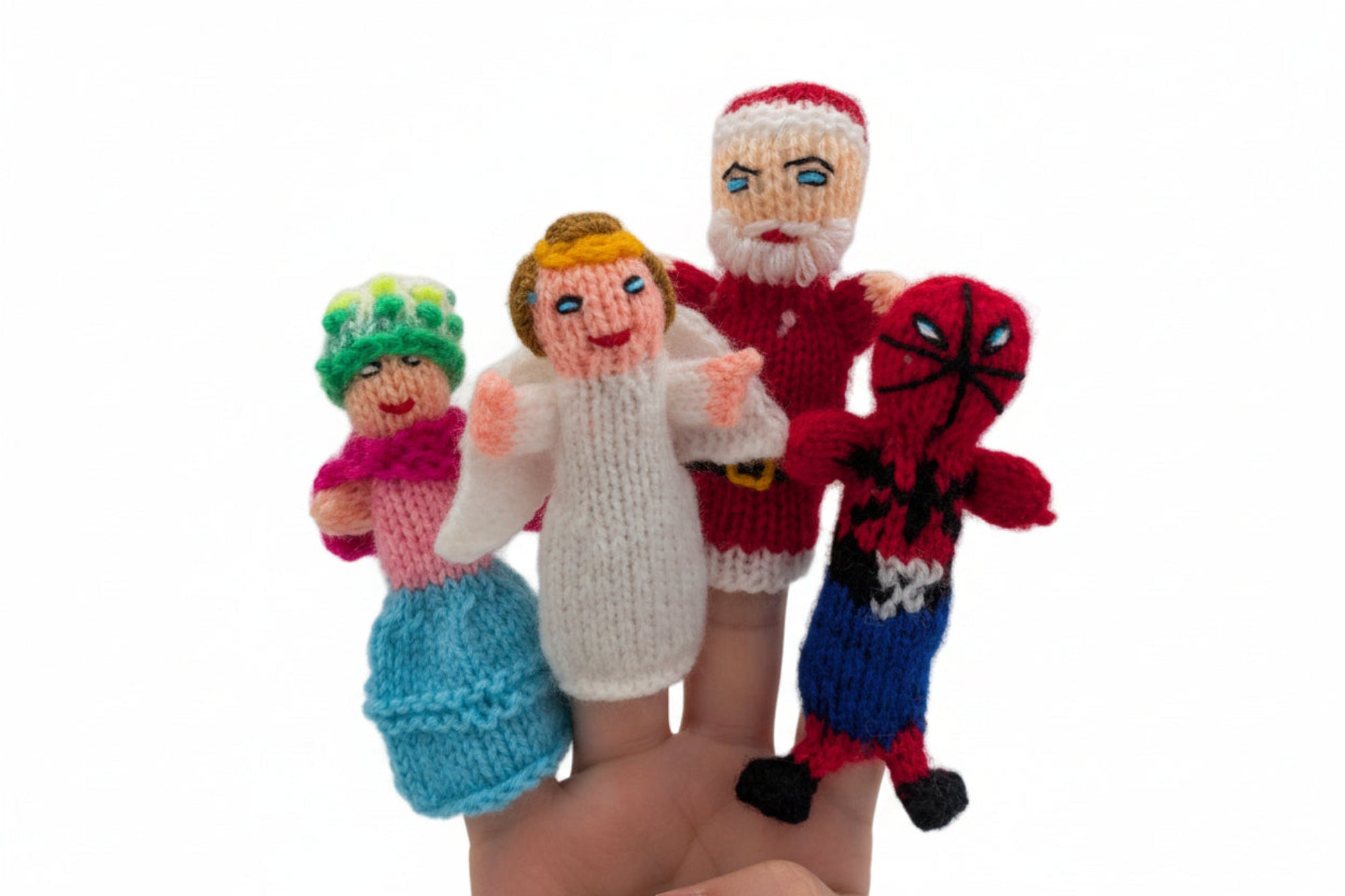 Hand knit character finger puppets