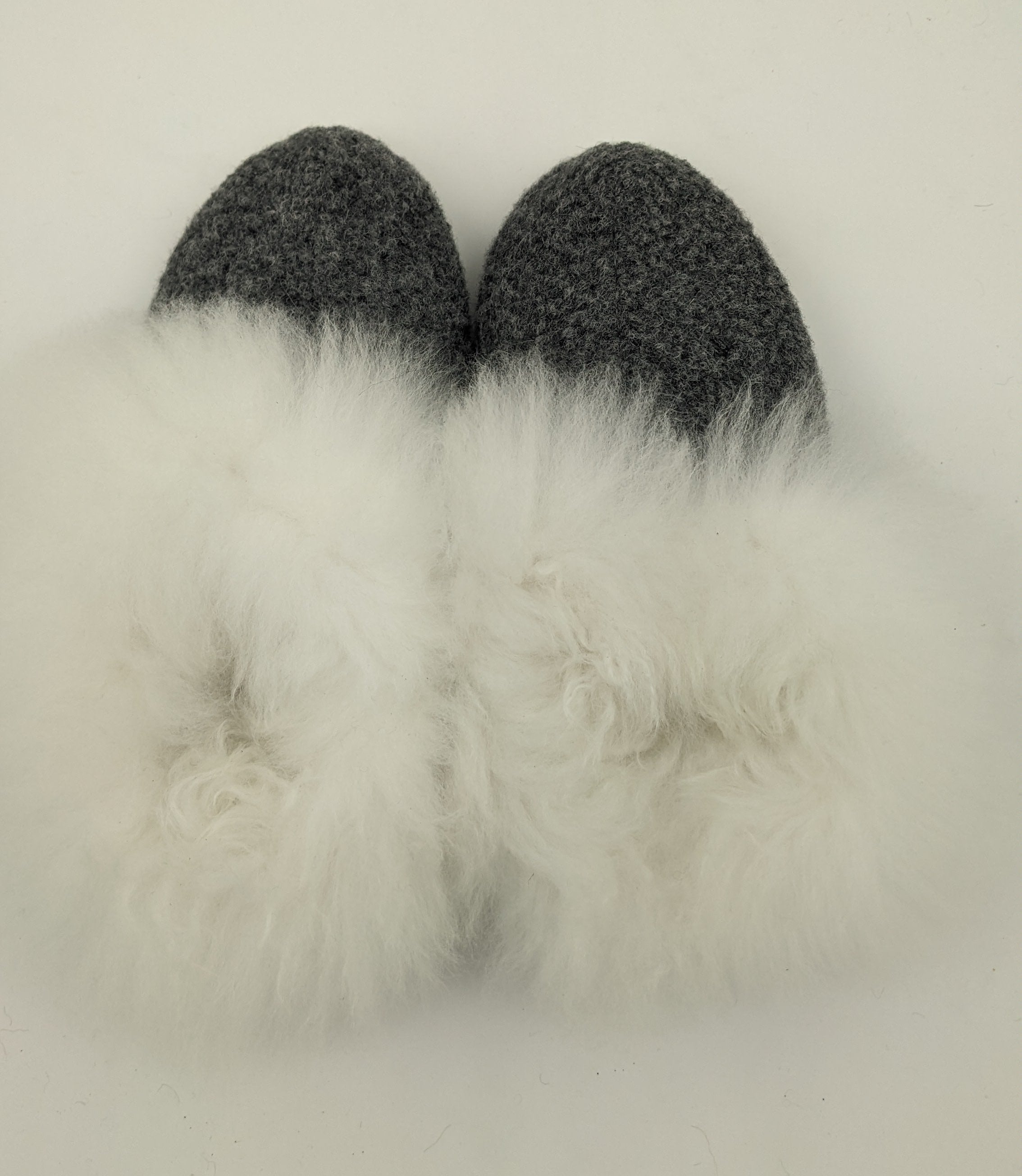 Boucle Fur Trimmed Slippers-Charcoal