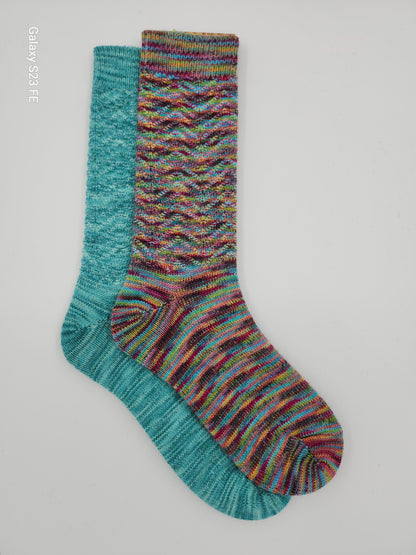 Handpainted Chevron Socks-Teal