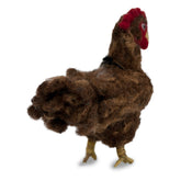 Handmade needle-felted alpaca spotted, brown, and white chickens by Lanart