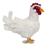 Handmade needle-felted alpaca spotted, brown, and white chickens by Lanart