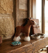 Handmade needle-felted alpaca Clydesdale by Lanart Alpaca.