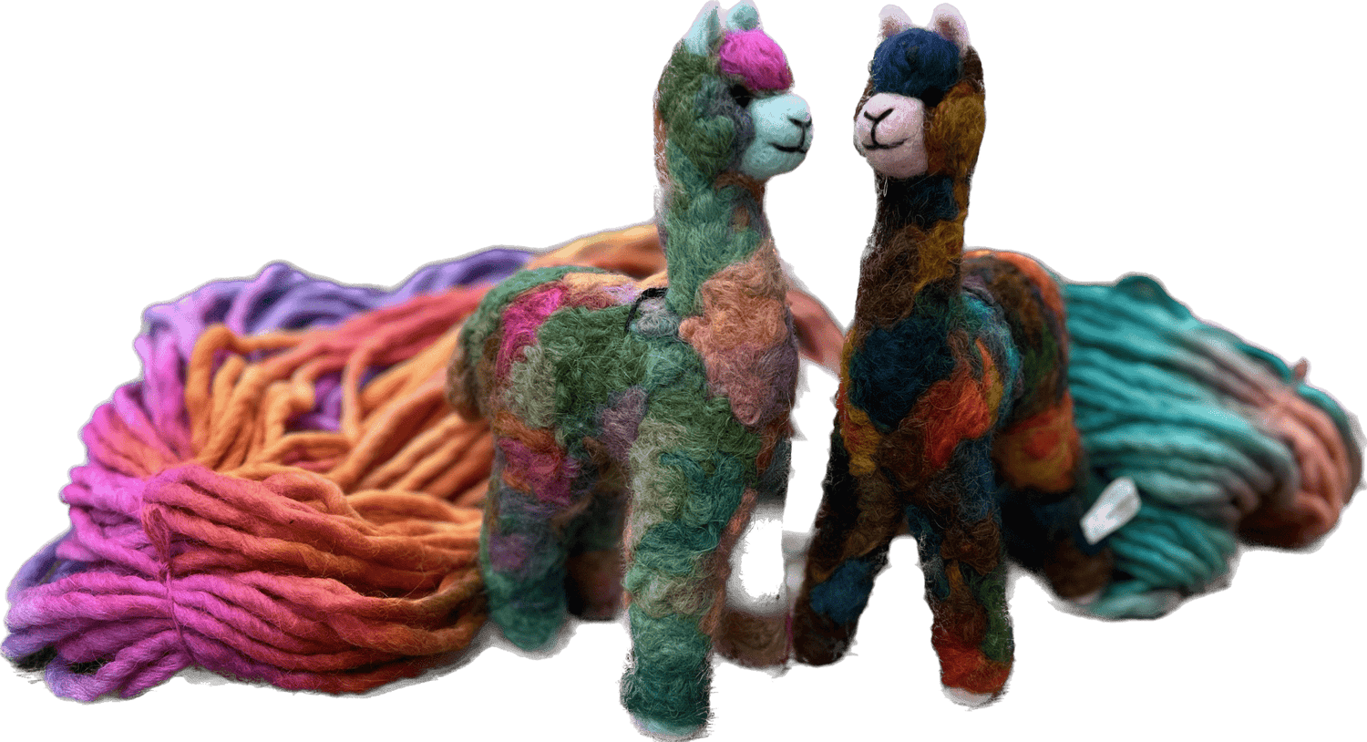 Authentic alpaca fiber animal ornament made in Peru with hand-dyed fiber
