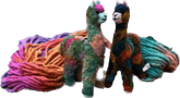 Authentic alpaca fiber animal ornament made in Peru with hand-dyed fiber