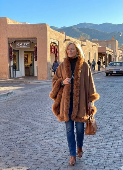 Royalty Fur Cape - Caramel