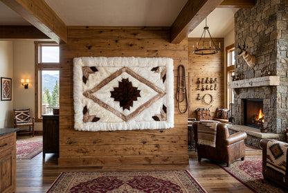 Shop our handmade alpaca fur wall hanging. Meticulously crafted with iconic geomettric patterns, it&