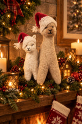 santa hats on mama and papa alpaca