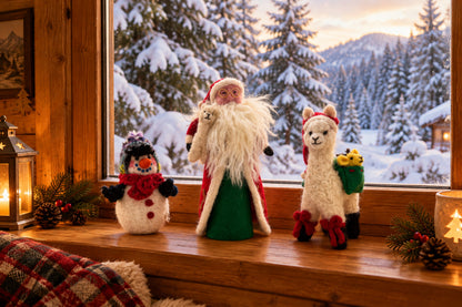 Alpaca Noel 6.5" - Artisan Hand-Felted Holiday Decor