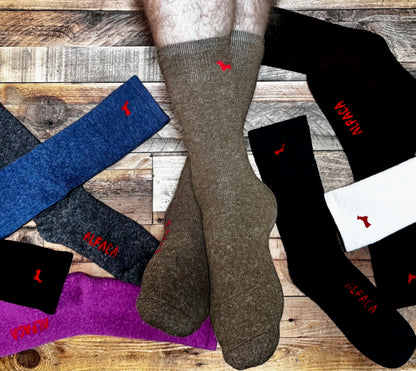 Rugged Alpaca Socks-Denim