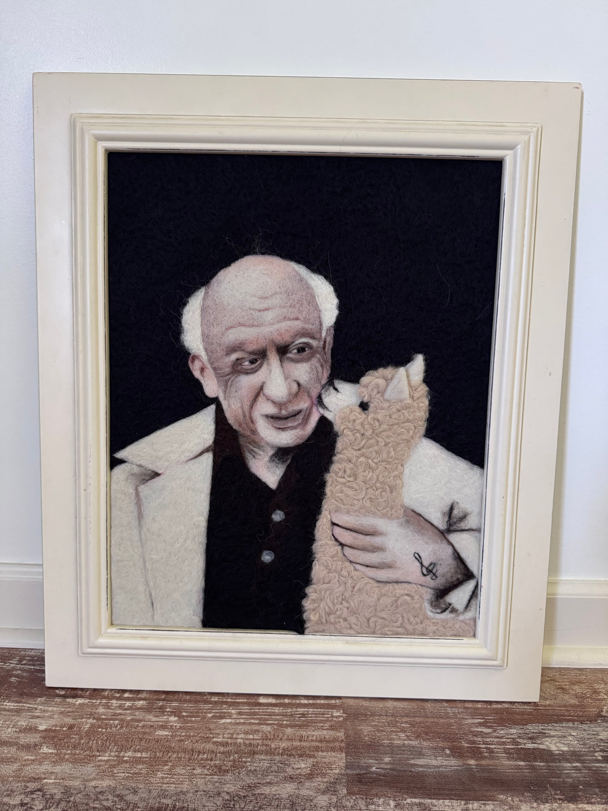 Pablo Picasso With Alpaca Fiber Portrait - Framed Wall Art