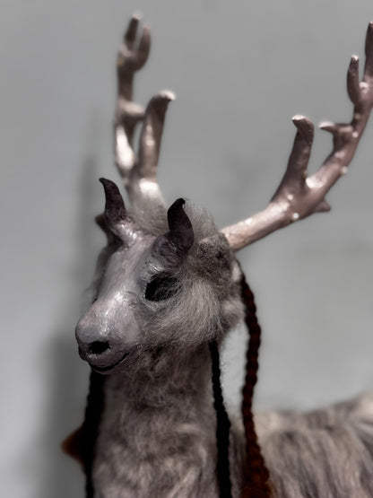 Mythical Alpaca Stag: Felted Alpaca Sculpture