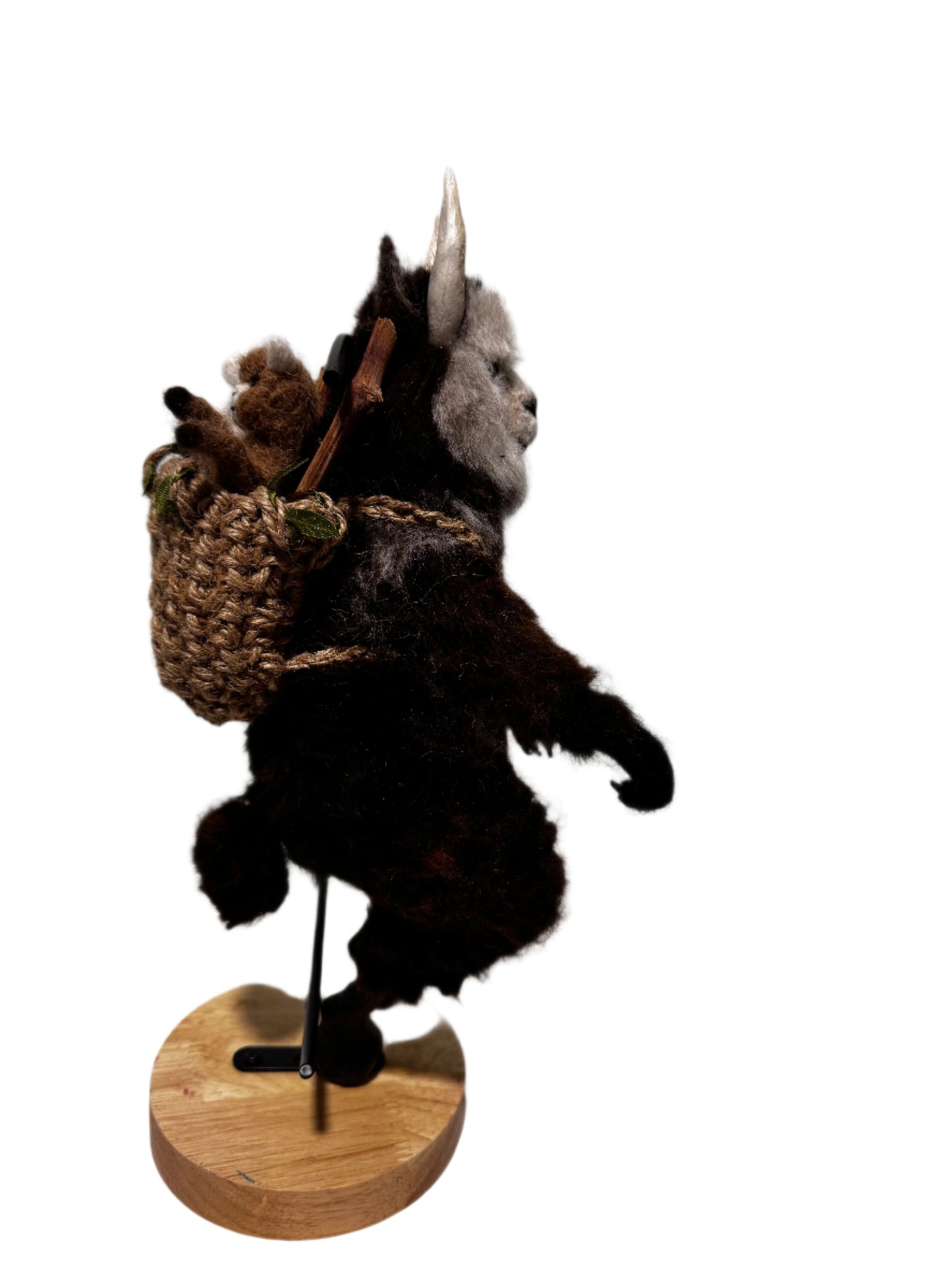 Mythical Alpaca Krampus: Felted Alpaca Sculpture